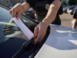 vigile che multa auto in sosta