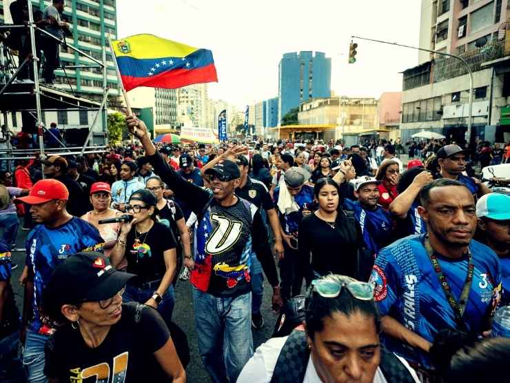 Un corteo di protesta in Venezuela
