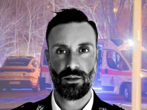 Carmelo Cinturrino, sullo sfondo il boschetto di Rogoredo