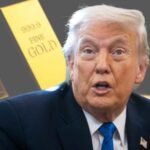 Donald Trump, sullo sfondo l'oro